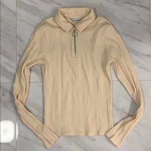 Topshop Cream Ribbed Shirt